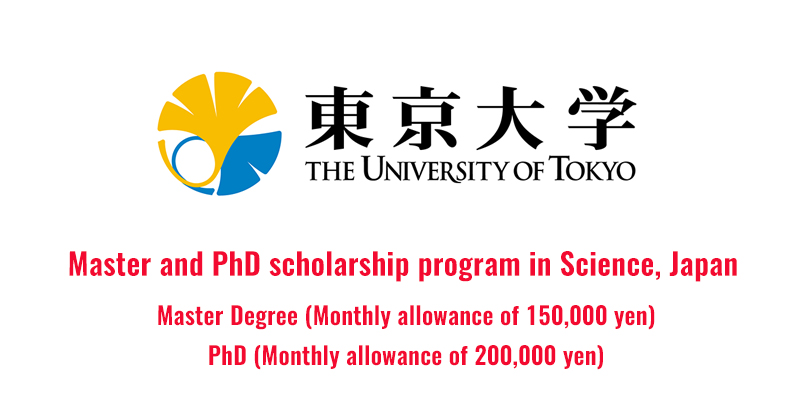 Master and PhD scholarship program in Science, Japan